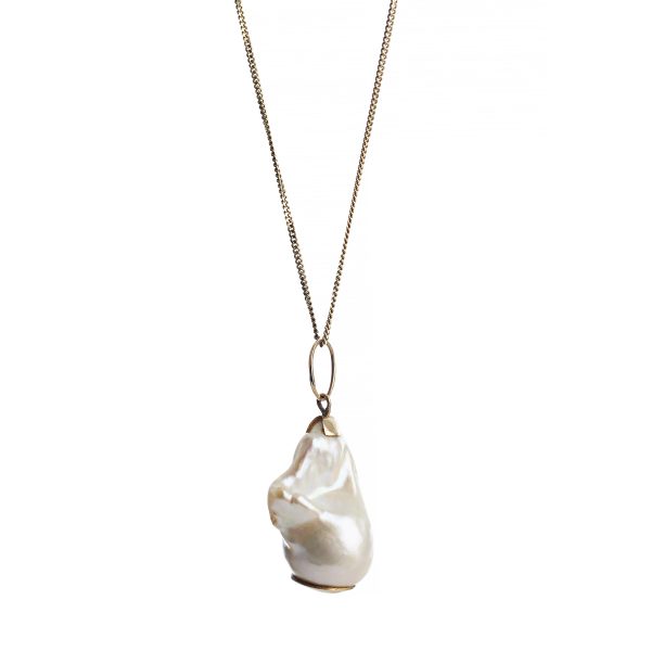Baroque Pearl Pendant from Ardmore jewellery. This stunning large creamy baroque pearl is made in our studio by the sea in Ardmore Co. Waterford.