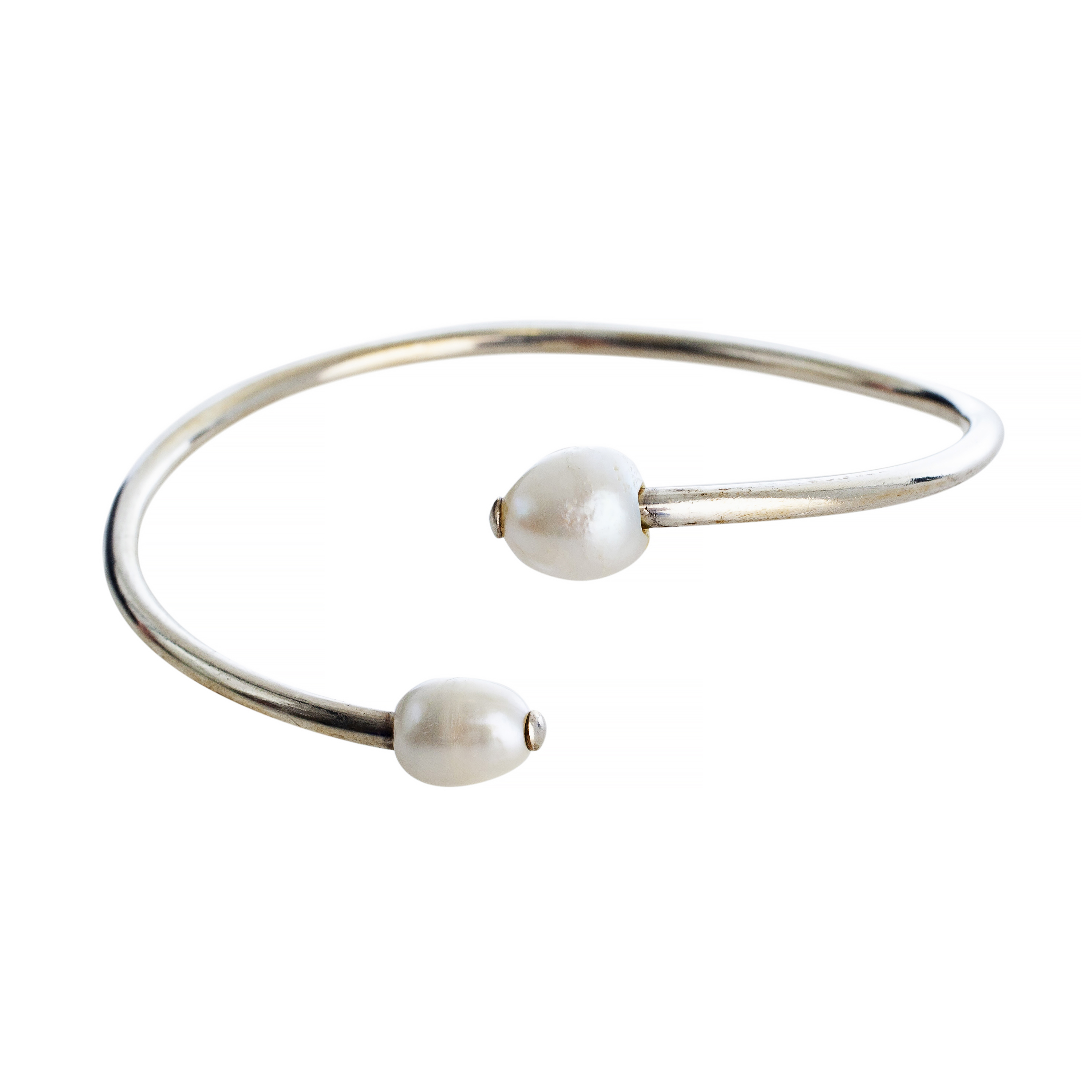 Pearl And Silver Twist Bangle - Ardmore Jewellery